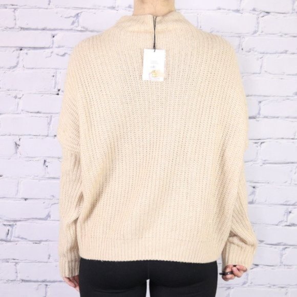 NWT merino wool blend nude mock neck sweater b2 - Picture 3 of 5